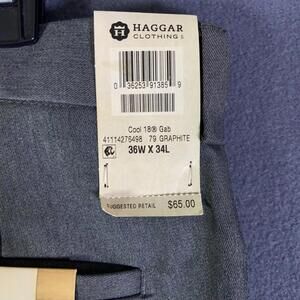 NEW Haggar Cool 18 Pants Classic Fit Comfort Waist Flat Non-Iron Men 36Wx34L NWT